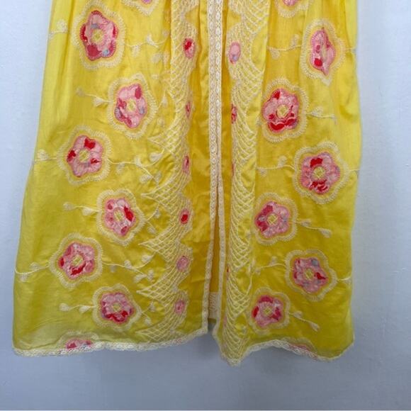 Cynthia Steffe Strapless Embroidered Pink Floral Yellow Lace Strapless Dress - Picture 8 of 16